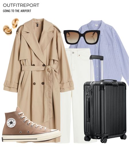 Airport outfit travel bag striped blue shirt white denim jeans trench coat 

#LTKshoecrush #LTKstyletip #LTKitbag