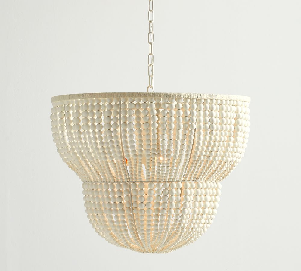 Bristol Wood Bead 2-Tier Chandelier | Pottery Barn (US)