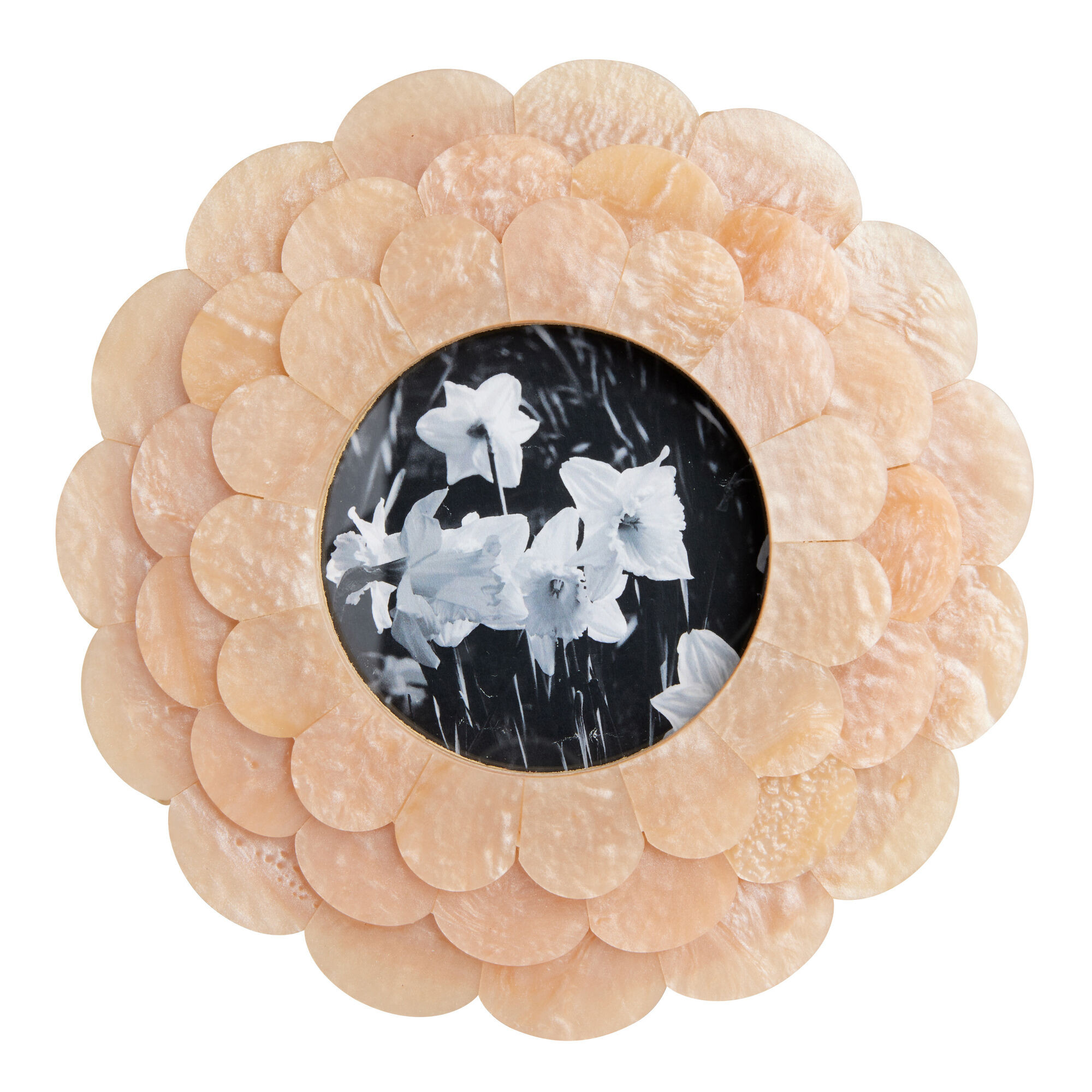 Round Peach Layered Scallop Floral Frame | World Market