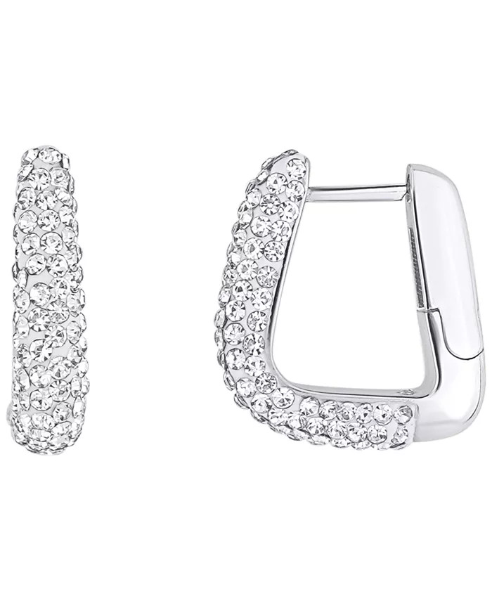Crystal Squared off Hinged Fine Silver-Plated Hoop Earring | Macys (US)