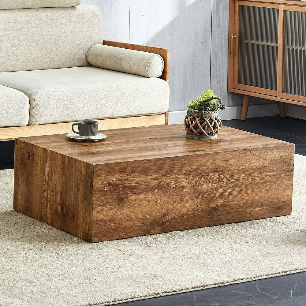 Wood Grain Coffee Table Wood Grain,Rectangle Wooden Center Table for Living Room,Contemporary Coc... | Amazon (US)