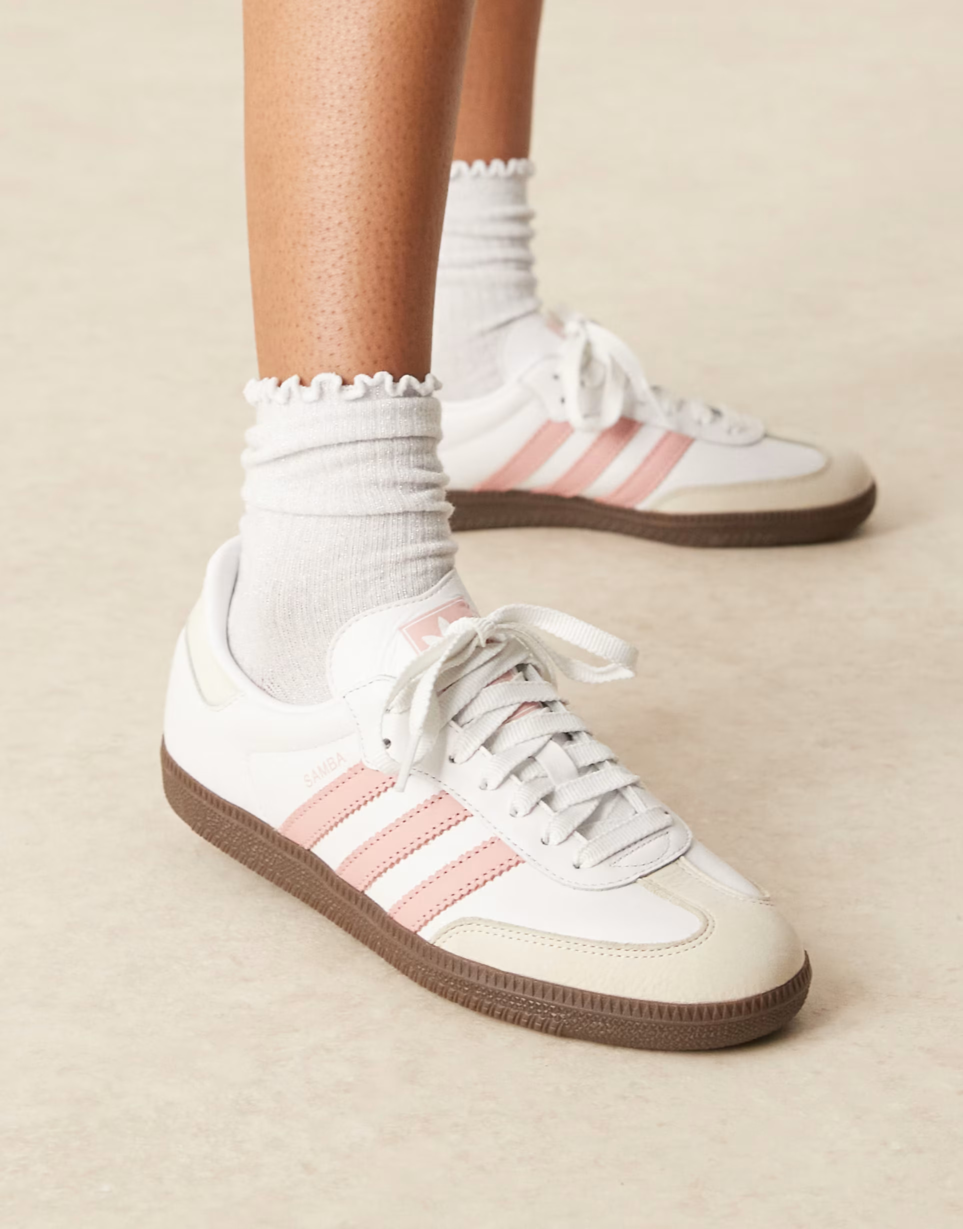 adidas Originals samba sneakers in white and peach | ASOS (Global)