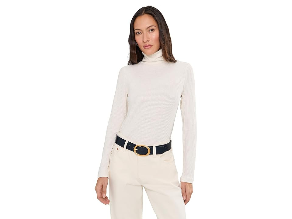 Madewell Coverstitch Turtleneck Drapey Rayon Rib Women's Clothing Heather Cream : 2XS (Women's 000), Elastane/Polyester/Viscose | Zappos