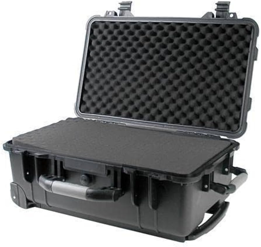 22" Rolling Weatherproof Equipment Case with Telescopic handle made of Polypropylene Plastic, Bla... | Amazon (US)