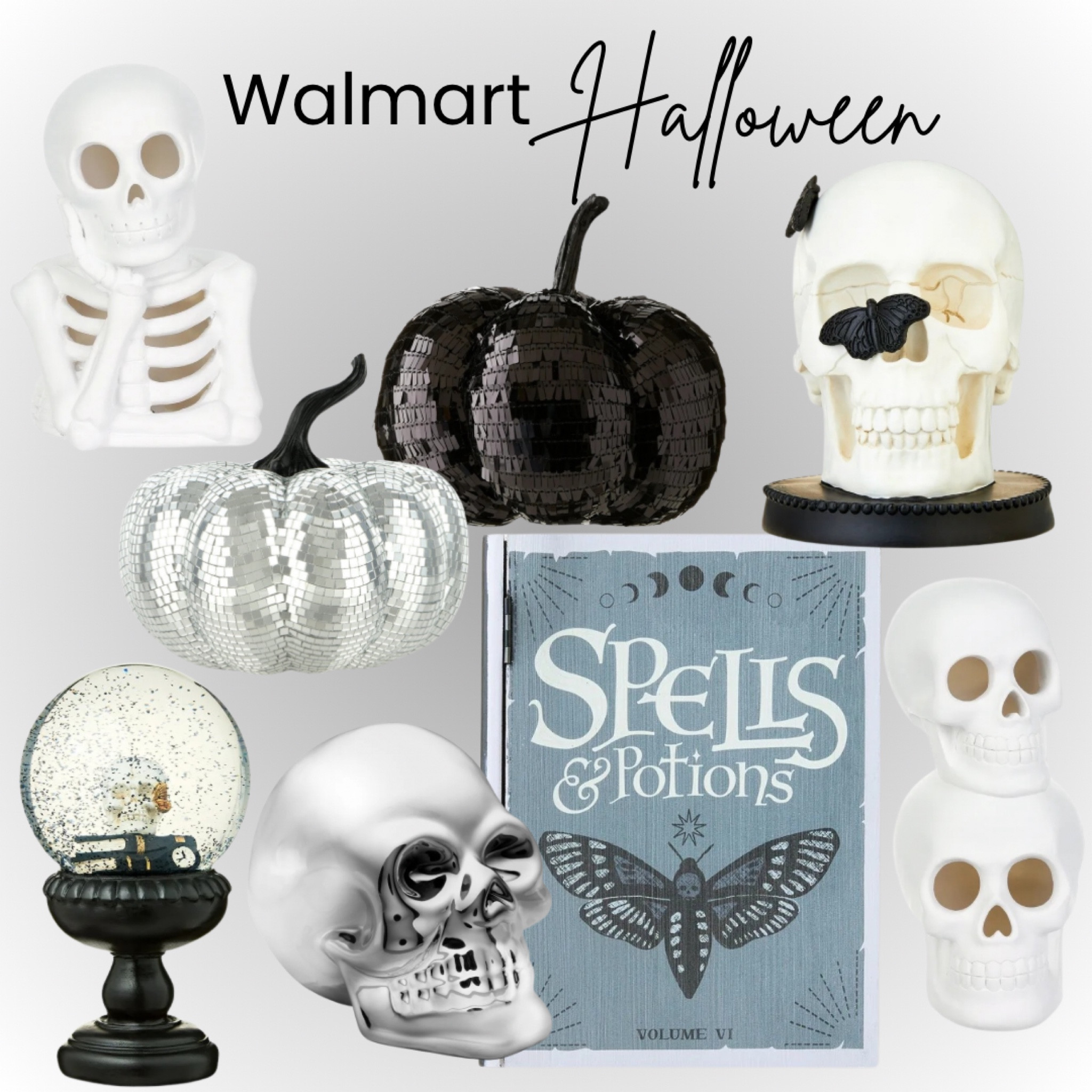 Walmart Halloween Decor. Skull, skeleton, book of spells, pumpkins, glitter pumpkins, fortune teller
#halloweendecor #walmartdecor #halloween #glitterpumpkins #affordabledecor

#LTKFindsUnder50 #LTKHalloween #LTKHome