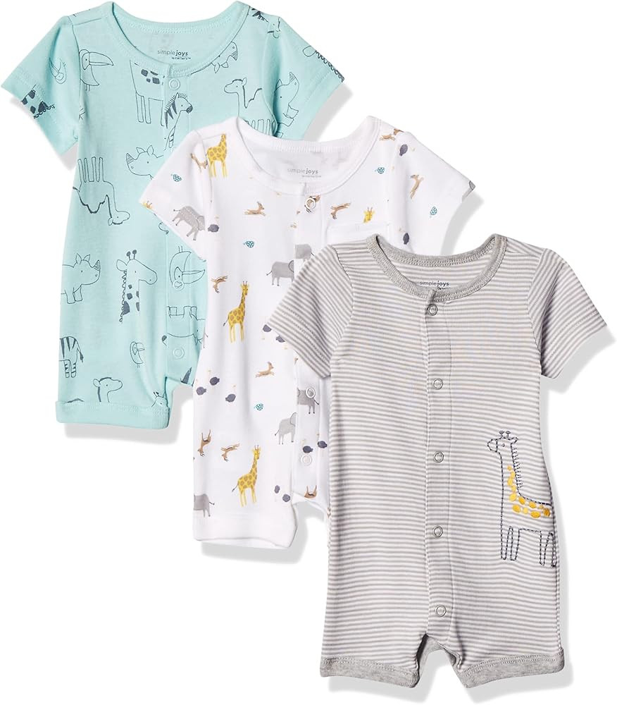 Simple Joys by Carter's Unisex Babies' Snap-Up Rompers, Pack of 3 | Amazon (US)