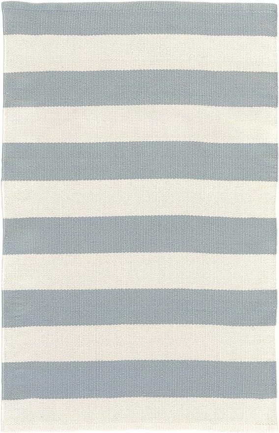 Dash and Albert Catamaran Stripe Light Blue/Ivory Handwoven Indoor/Outdoor Rug, 5 X 8 Feet, Blue/... | Amazon (US)