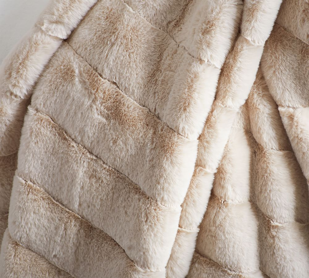 Faux Fur Channel Throw Blanket | Pottery Barn (US)