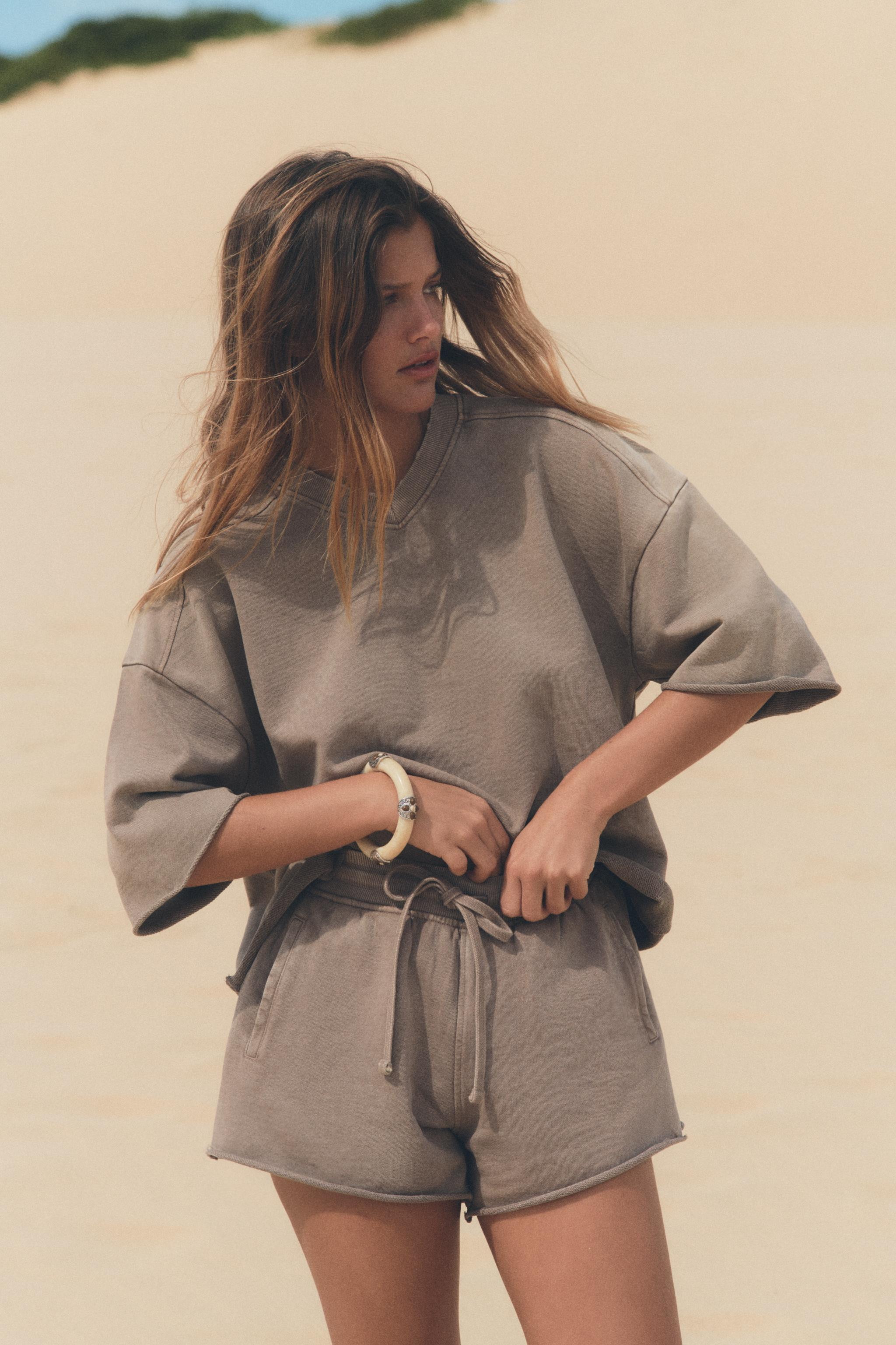 WASHED EFFECT FLEECE SHORTSBrown / Taupe+3 | Zara US