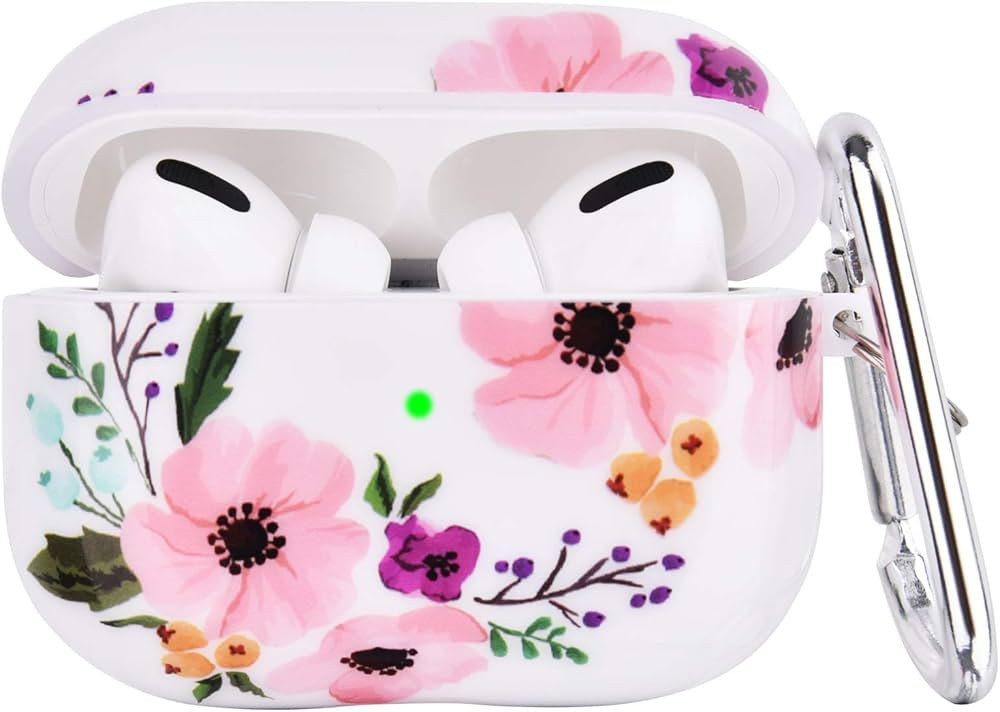 Airpods Pro Case with Keychain and Cute Floral Skin,OLEBAND Air Pod Pro Hard Protective Cover Acc... | Amazon (US)