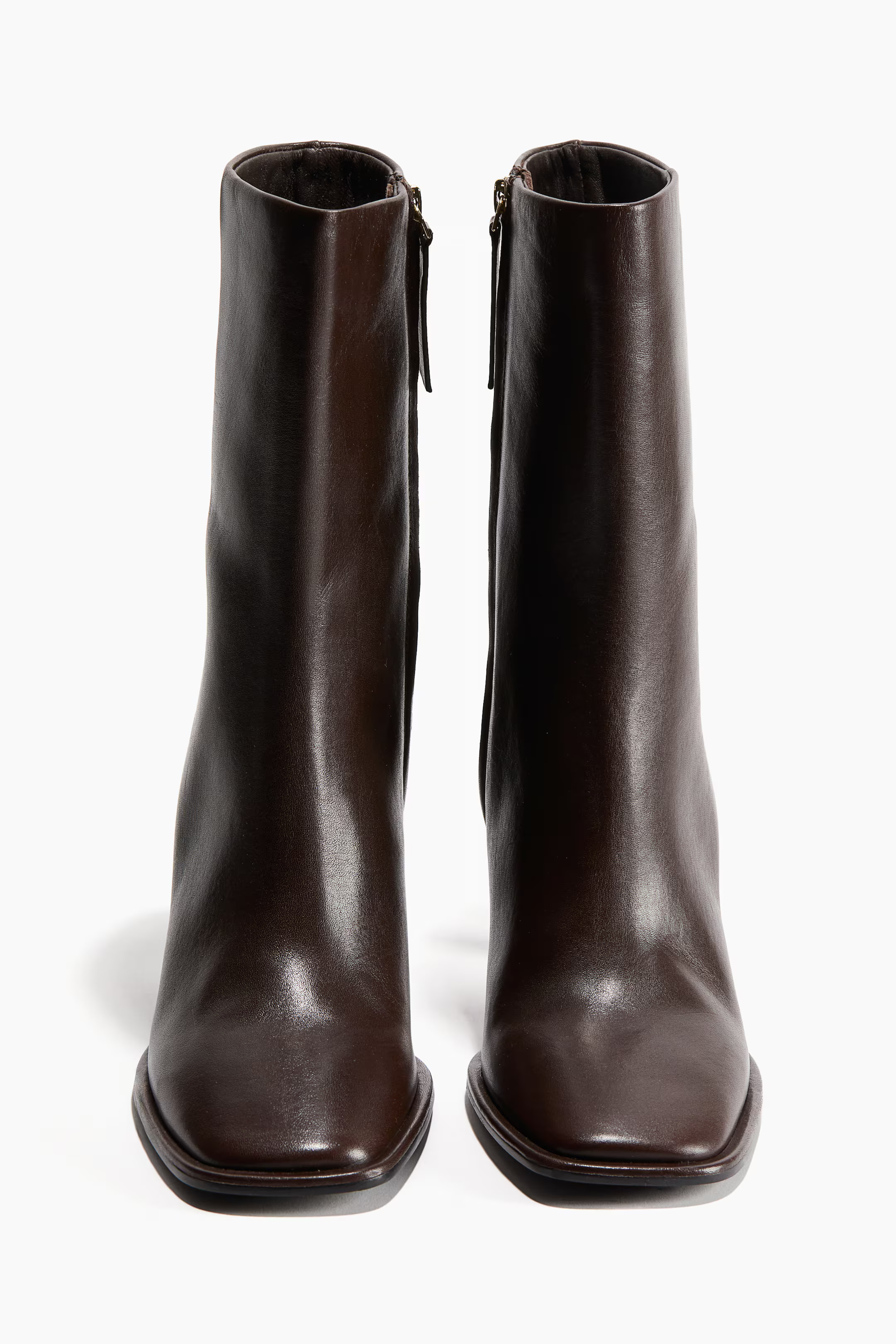 Bottines à talon en cuir - Marron foncé - FEMME | H&M BE | H&M (FR, IT, ES, PT, BE)
