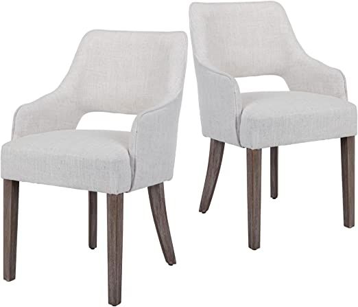 chairus Modern Dining Chairs Set of 2 Linen Fabric Living Room Chairs with Open Back and Wood Leg... | Amazon (US)