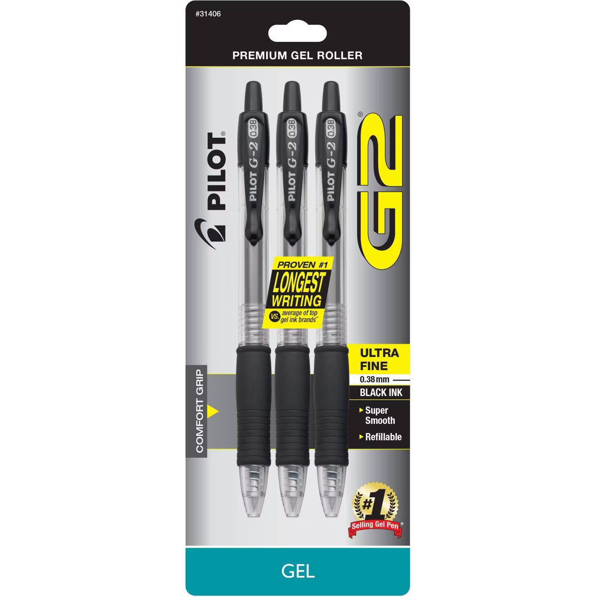 Pilot 3ct G2 Gel Pens Ultra Fine Point 0.38mm Black Ink | Target