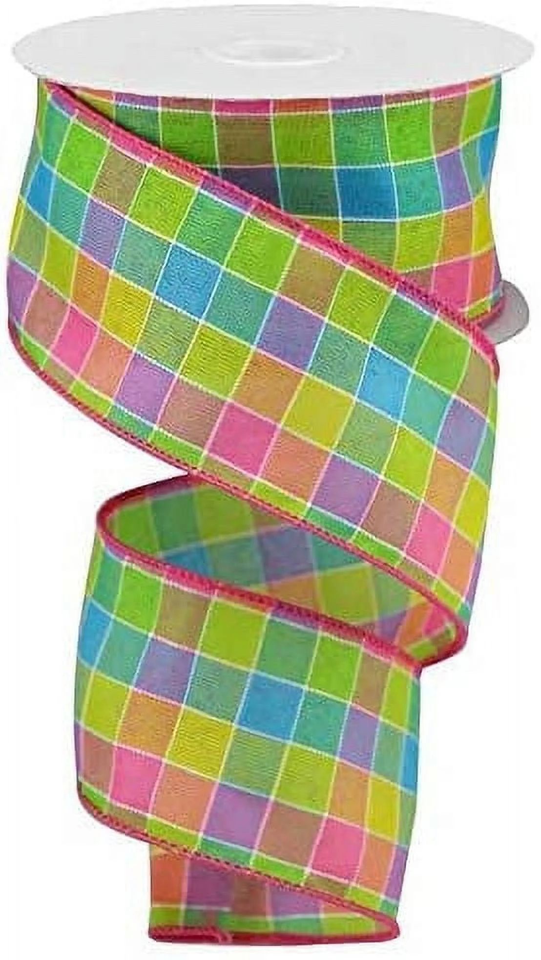 Colorful Easter Plaid Wired Ribbon - 2 1/2" x 10 Yards, Christmas, Wreath, Spring | Walmart (US)