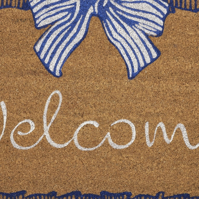 Bow Welcome Coir Outdoor Doormat, Blue and White, 30" x 18", by My Texas House | Walmart (US)