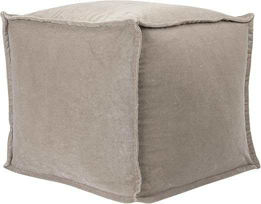 Main + Mesa Modern Boho Cotton Velvet Pouf, Greige | Amazon (US)
