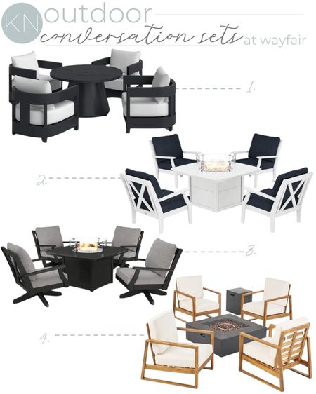 Any one of these outdoor conversation sets is the perfect addition for the deck or patio. The pricing is great and they all ship for free! home decor outdoor decor patio decor fire table outdoor seating outdoor chairs Wayfair find

#LTKhome #LTKstyletip #LTKsalealert