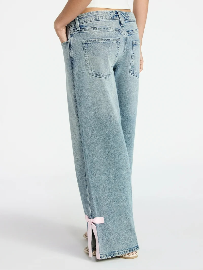 No Boundaries Baggy Jeans with Side Bow, Women’s 00-18 | Walmart (US)
