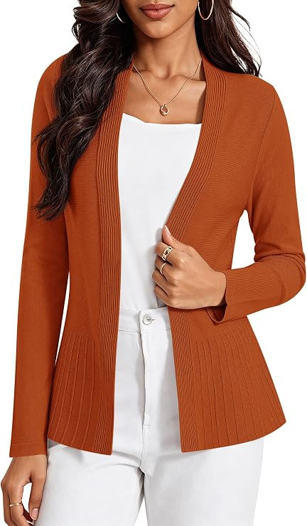 Lightweight Cardigan Sweater Open Front Cardigan Tops 2026 Fall Outfits | Ribbed Knit Cardigans f... | Amazon (US)