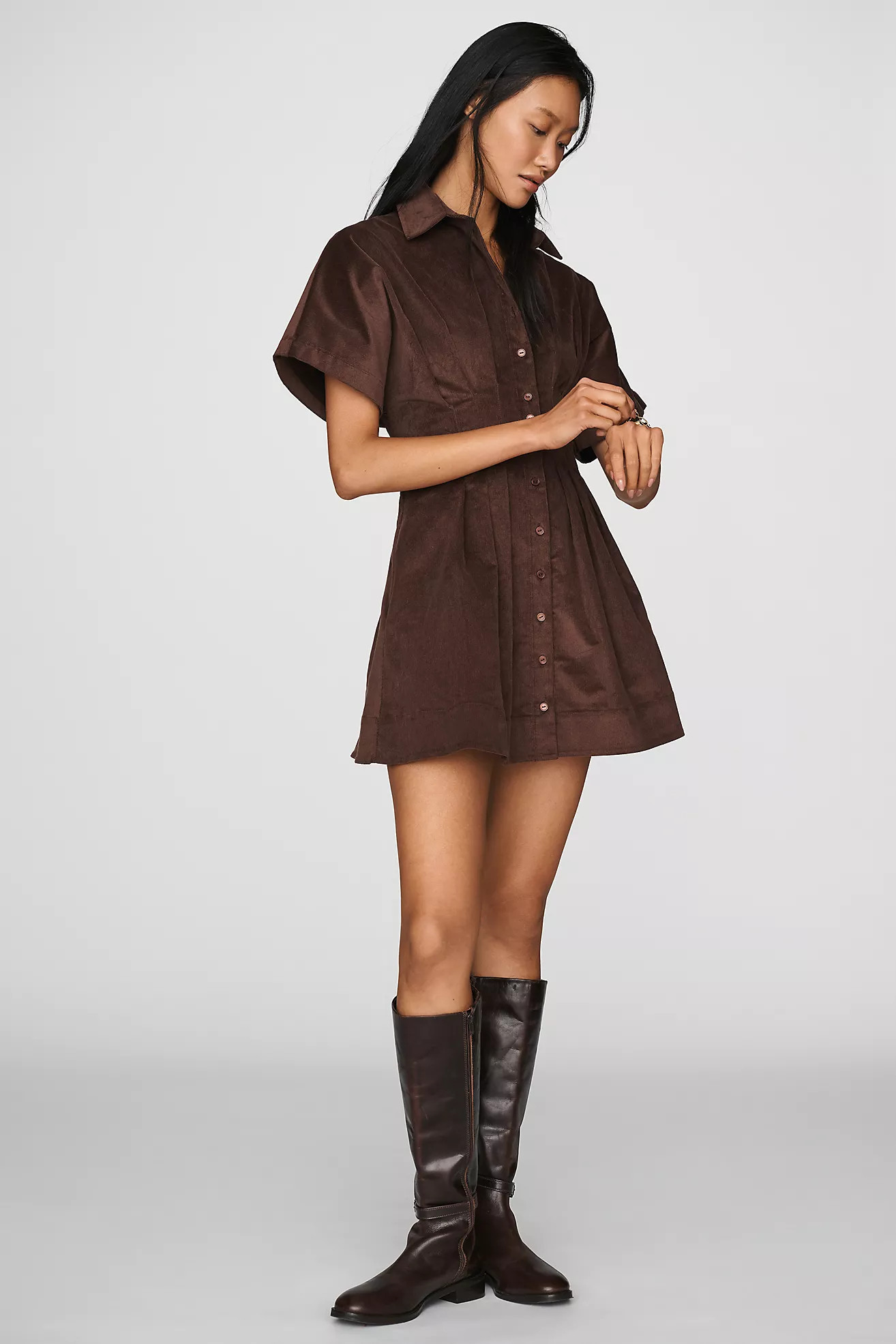 Exquise Tobie Corduroy Mini Shirtdress | Anthropologie (US)