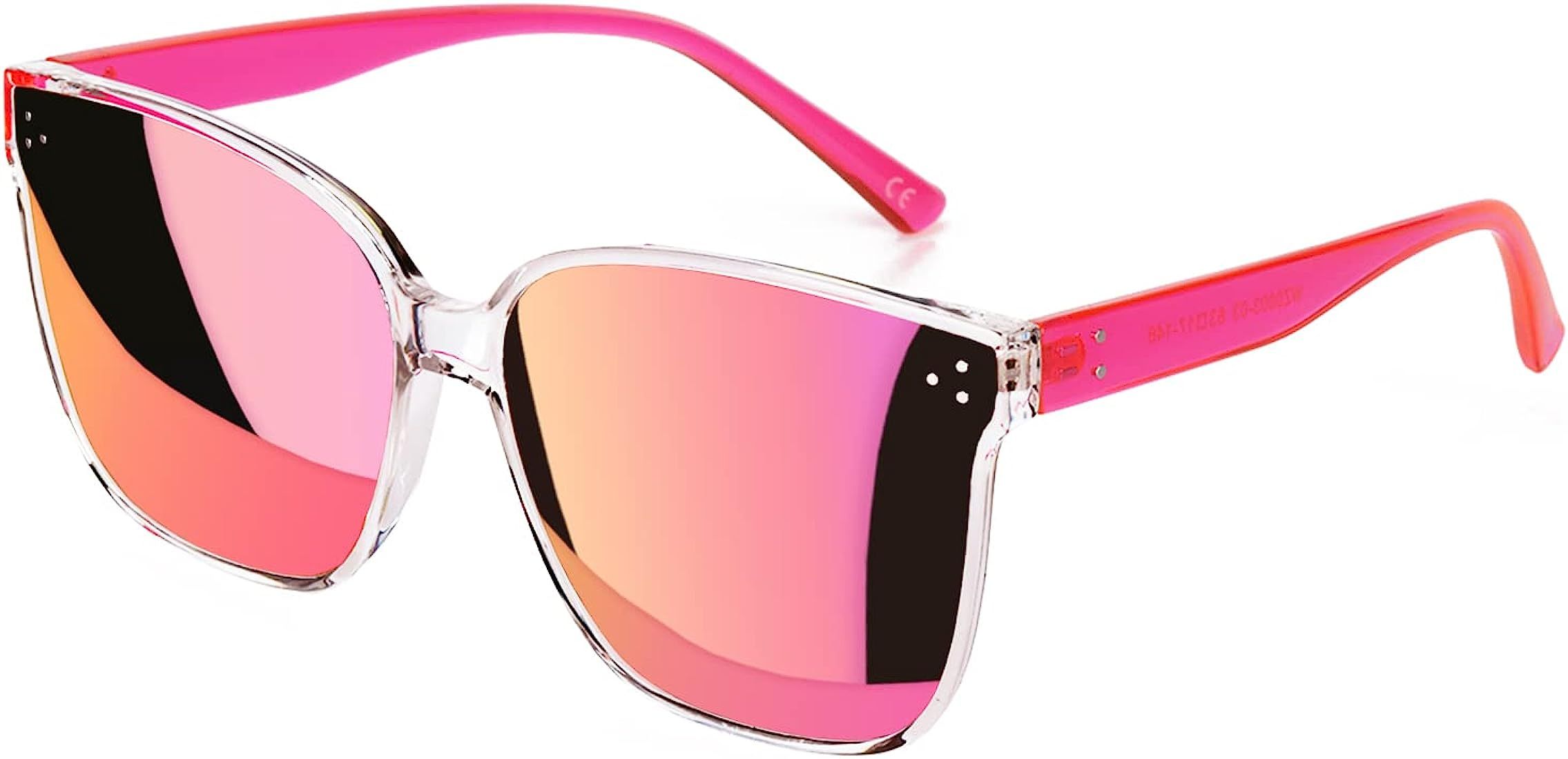 Sumato Sunglasses Womens, Oversized Pink Sunglasses for Women with Trendy Mirrored Lens UV400 Blo... | Amazon (US)