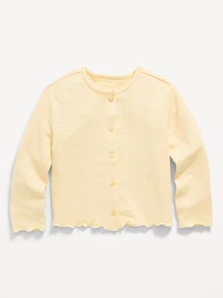 Button-Front Lettuce-Edge Cardigan Sweater for Toddler Girls | Old Navy (US)