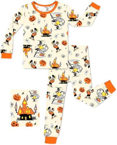 babee Reshinee Bamboo Viscose Toddler Halloween Pajamas Boys Girls Kids Baby 2pcs Long-Sleeve Pyjama Set 3-4T Snug fit Sleepwear Pjs | Amazon (US)