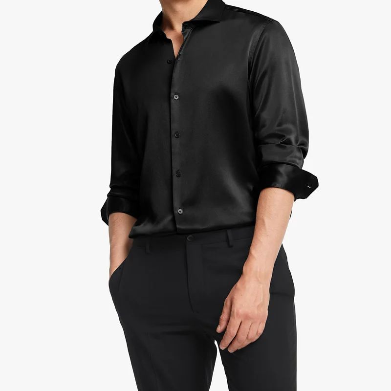LILYSILK Elegant Men Silk Shirt - Black - XXXL | Verishop