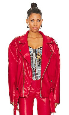 AFRM Faux Leather Blaise Jacket in Jester Red from Revolve.com | Revolve Clothing (Global)