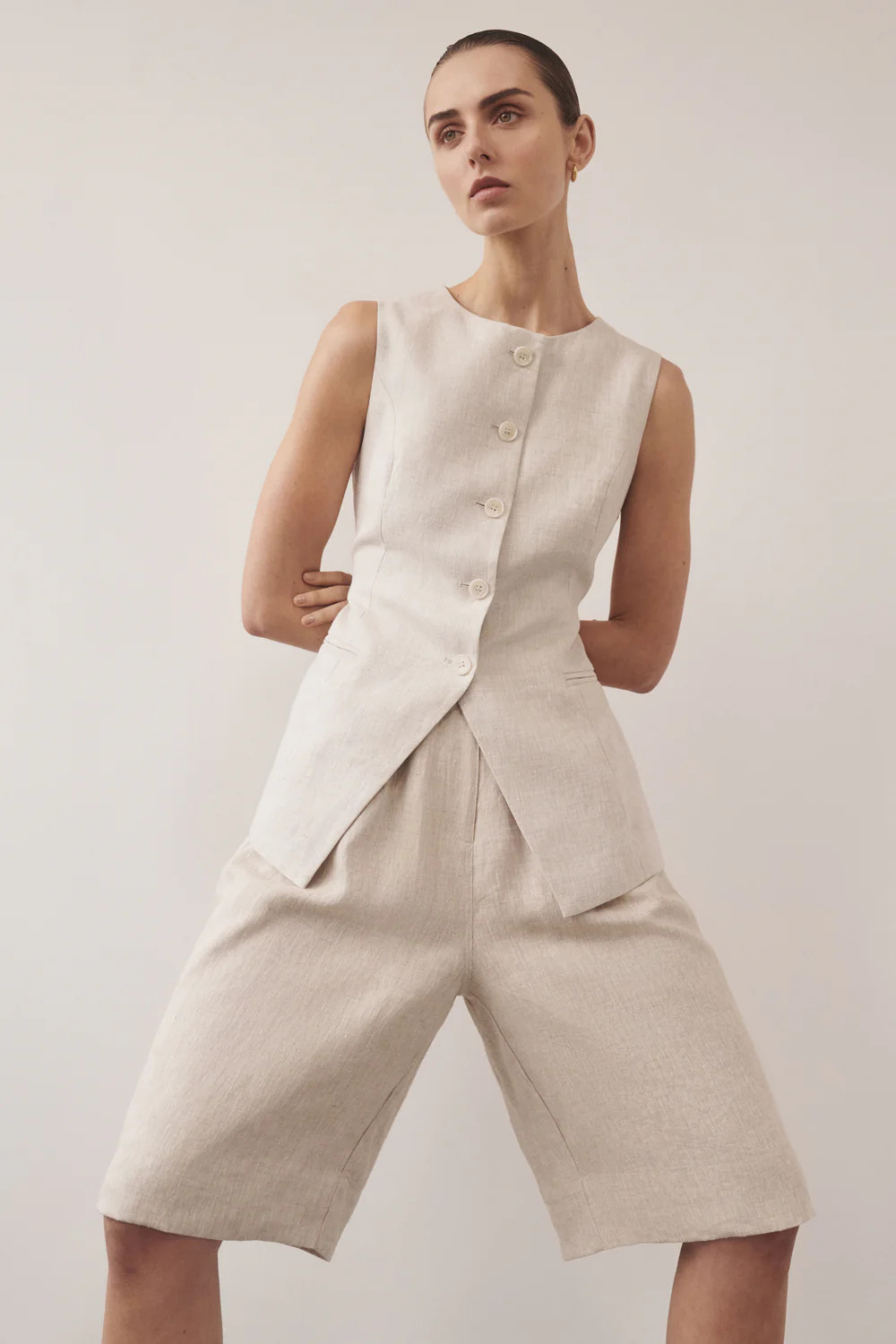 ALESSIA NATURAL LINEN VEST | DISSH