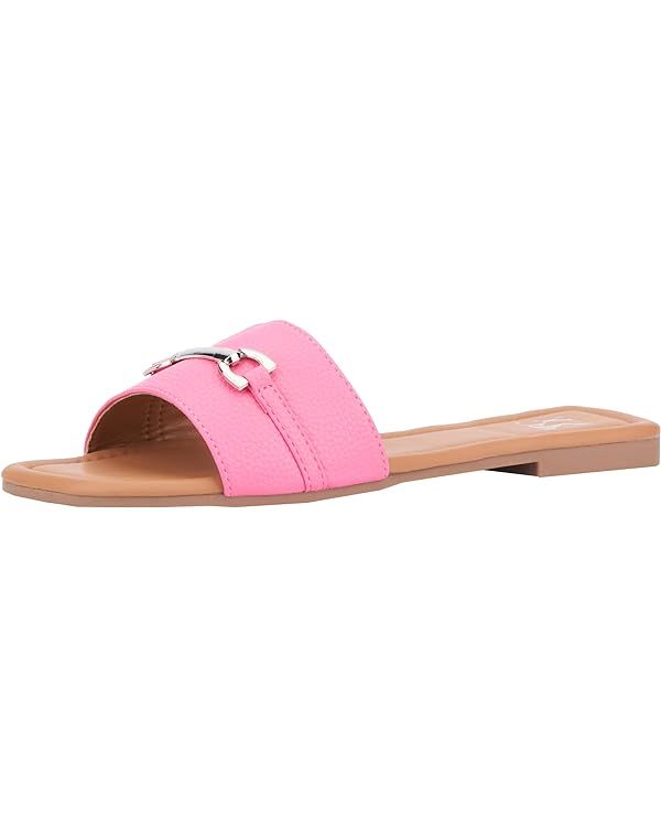 New York & Company Women's Naia Flat Sandal, Square Toe, Slip On, Rubber Outsole | Amazon (US)