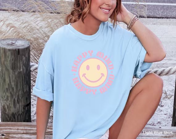 Happy Mind Happy Life Smiley Face Shirt Trendy Shirts | Etsy | Etsy (US)