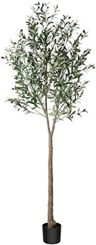 CROSOFMI Artificial Olive Tree Plant 83"（7Ft） Fake Topiary Silk Tree, Perfect Faux Plants in ... | Amazon (US)