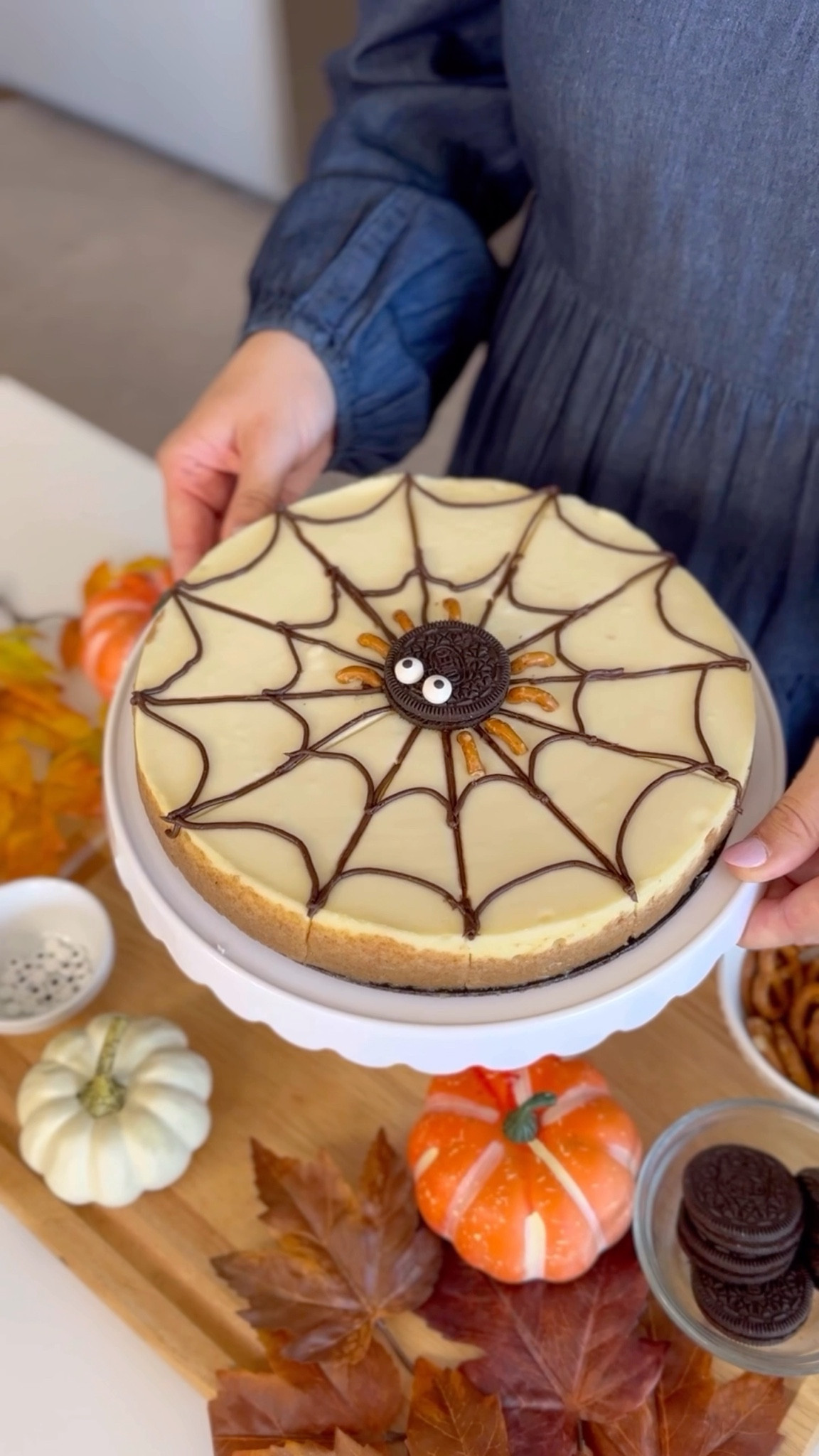 Grabbed a cheesecake from Walmart and gave it a spooky-cute Halloween glow-up! 🎃🕸️

🩷Most of my recipes are on my blog, including this No-Bake Spider Web Cheesecake. 

Just add a chocolate frosting spider web, an OREO spider with mini pretzel legs, and candy eyes, and you’ll have the cutest Halloween dessert! 👀

Talk about an easy no-bake party treat you can pull together in minutes!



#LTKParties #LTKHalloween #LTKSeasonal