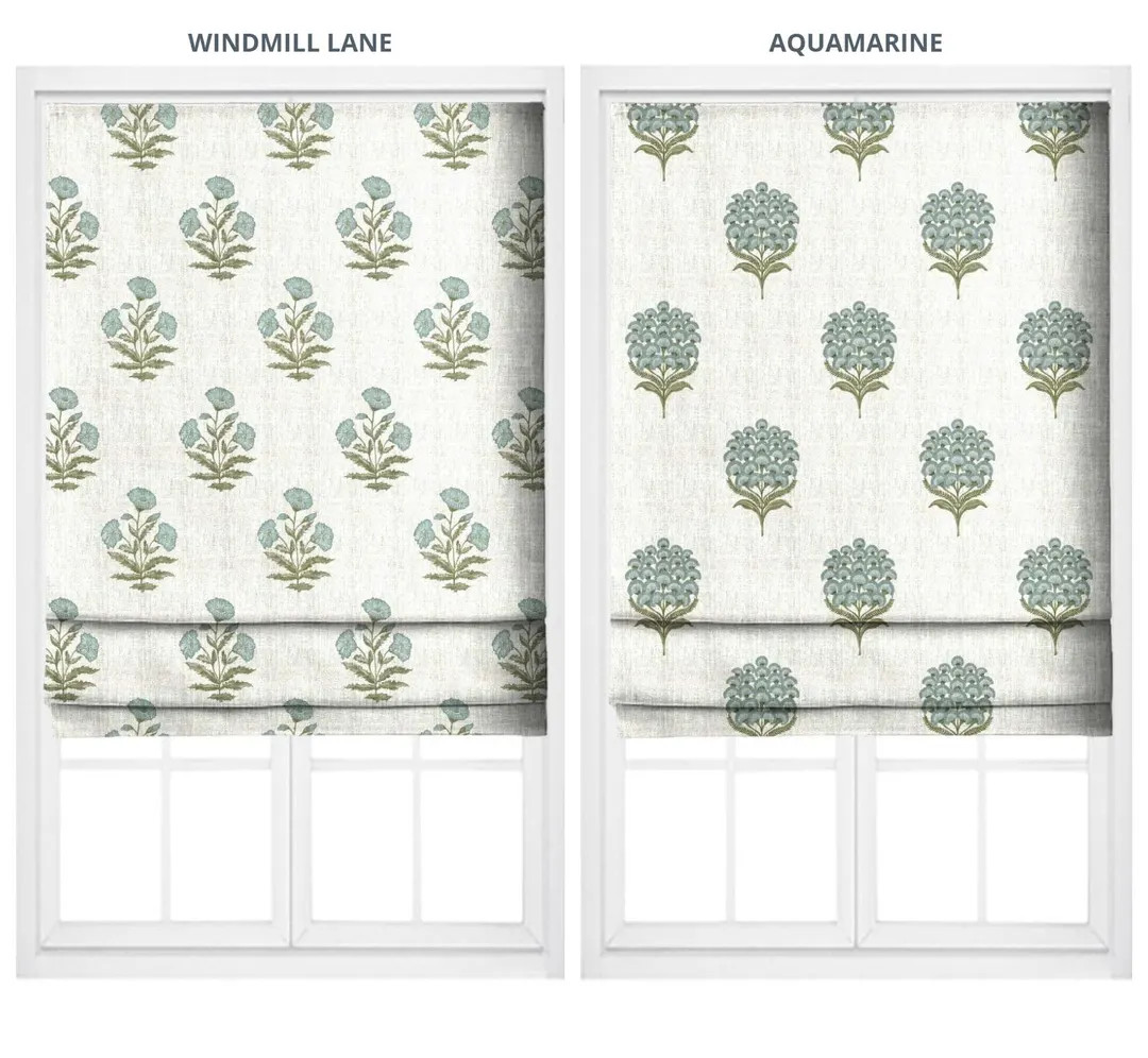 Floral Block Print Roman Shades & Window Blinds. Custom Sizes - Long or Short. Relaxed or Flat Fo... | Etsy (US)