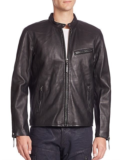 Lambskin Leather Café Racer Jacket | Saks Fifth Avenue