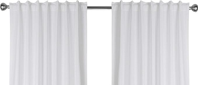 White Cotton Curtains 96 Inches Long for Living Room - Textured Semi Sheer Light Filtering Window... | Amazon (US)