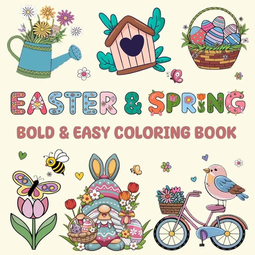 Easter and Spring: Featuring Over 50 Super Cute, Bold and Easy Coloring Book For Adults, Teens an... | Amazon (US)