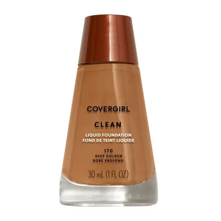 COVERGIRL Clean Liquid Foundation 170 Deep Golden 1 fl oz Liquid Foundation Moisturizing Foundation Lightweight Foundation Cruelty-Free Foundation Unscented Foundation | Walmart (US)