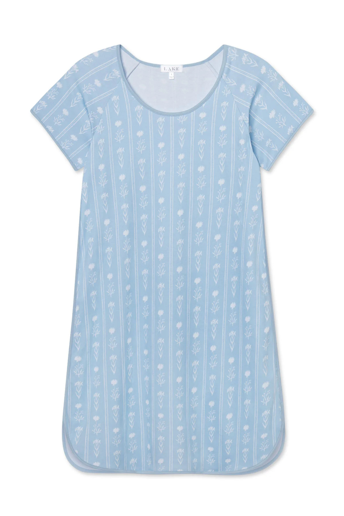 Pima Nightgown in French Blue Watercolor Stems | Lake Pajamas