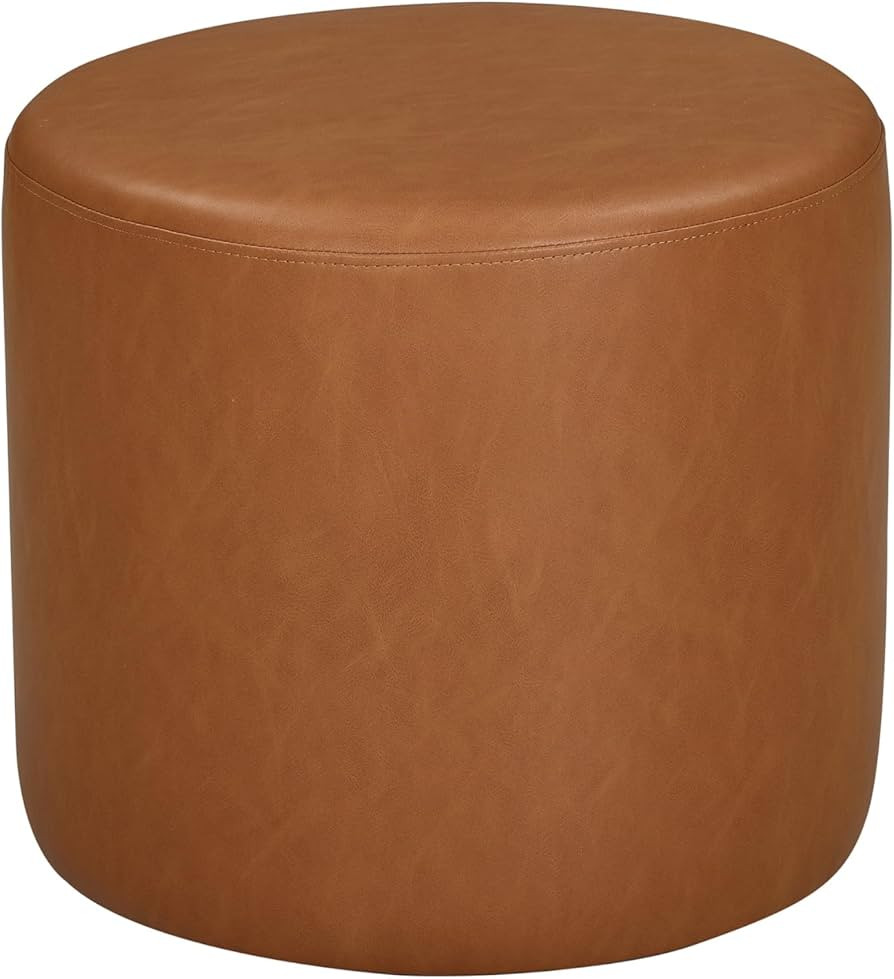 Lifestyle Solutions 19” Wentworth Ottoman Round Faux Leather Bench, Stationary Ottomans, Backle... | Amazon (US)