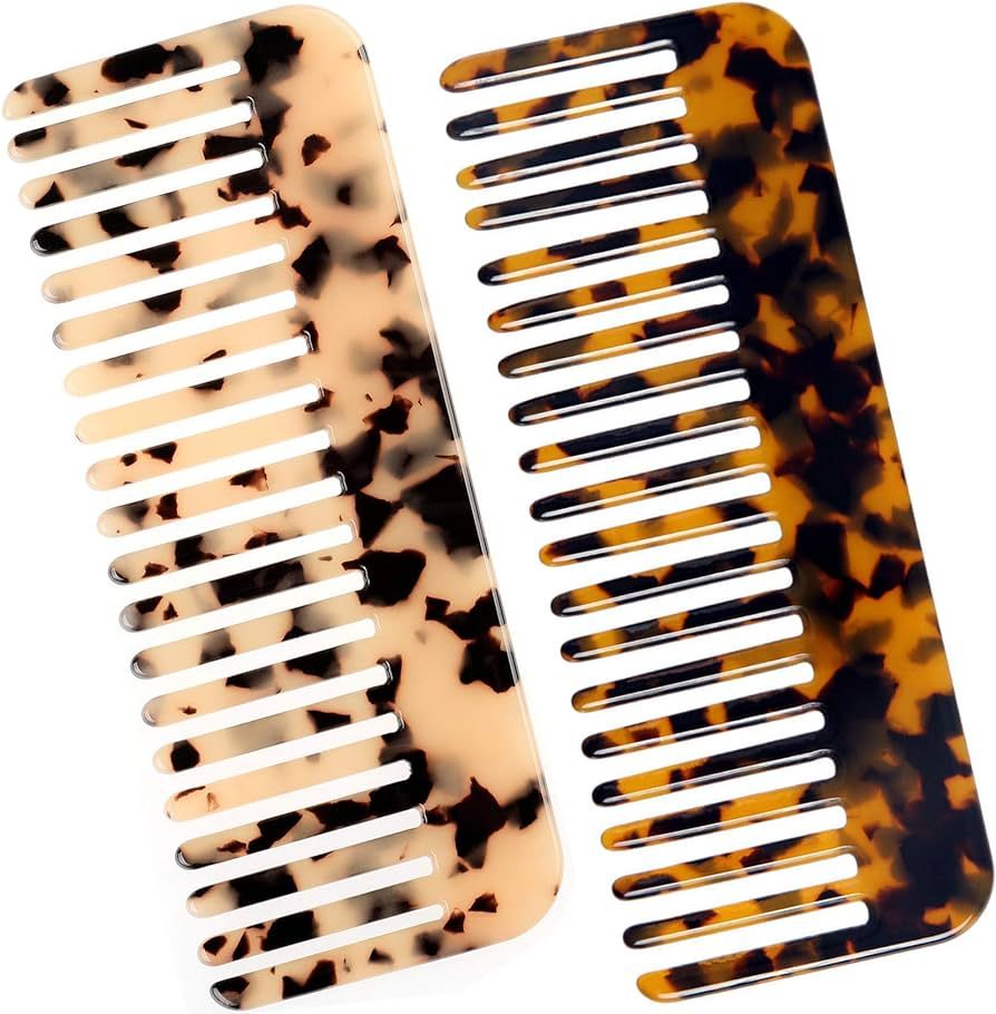 Cellulose Large Hair Detangling Comb,Wide Tooth Comb For Thick Curly Wavy Hair,long Hair Detangler C | Amazon (US)