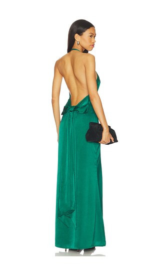 MORE TO COME Piper Bow Back Gown in Green. - size S | Revolve Clothing (Global)