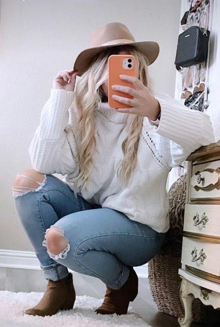 Fall Hat | Chunky Sweater | Fall Booties #falloutfit 

#LTKFind #LTKover40 #LTKstyletip
