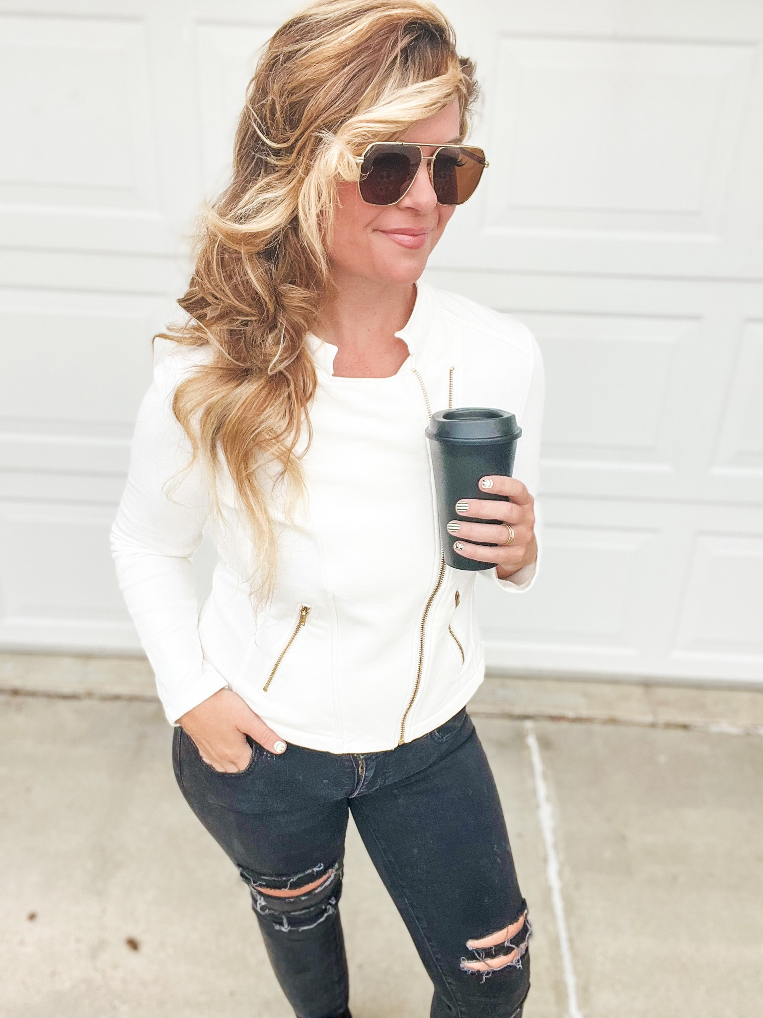 American eagle skinny ripped Jean
Amazon sunglasses
Jackets 

Edgy outfit ideas. I’m obsessed with simple beautiful clothing that is easy!! Athleisure is Americas favorite because we love comfort! Jazz up all your athletic outfits with a touch of glam. Your matte shades immediately add style! A huge leather bag with chunky gold adds massive edge. With gold necklace and hoops. My leather sneakers are sooo good by Mia Nordstrom rack. My top is super comfortable and classy by Athletia. Cargo style pants are trending for fall 2023! Check out my top picks. And of course my Stanley. Smash follow for edgy outfit ideas. Amazon outfit ideas. Nordstrom outfit ideas. #fashion #styling #stylishoutfits #styletips #dressing #clothes #medium #classy 

#LTKFind #LTKunder100 

Follow my shop @Brandi_Sharp on the @shop.LTK app to shop this post and get my exclusive app-only 