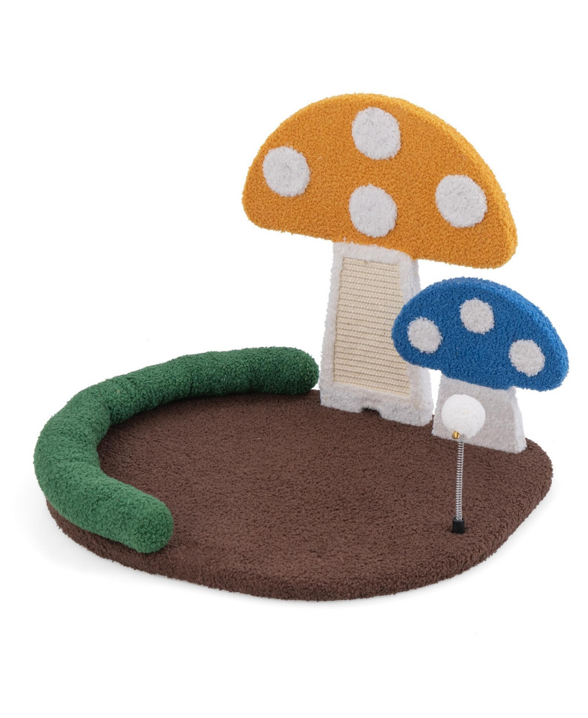 Mushroom Cat Bed with Cat Claw Scratcher & Wide Scratch Panel Cozy & Fun Playhouse for Cats - Brown, Orange, Green, Blue | Macy's