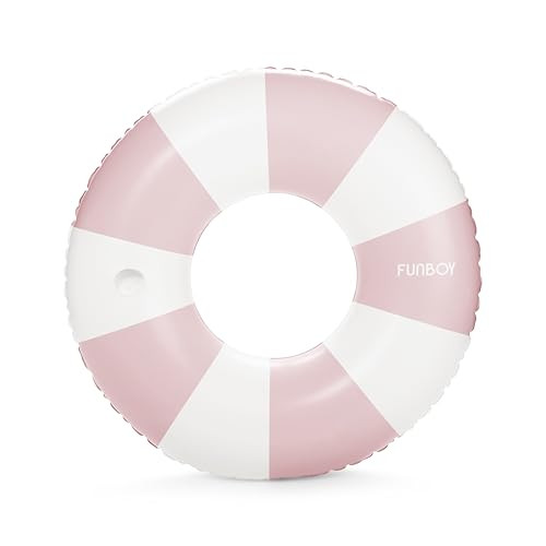 FUNBOY Giant Vintage Pink Stripe Inflatable Tube Pool Float with Cup Holder 48" Large Pool Float for Adults Inner Tube Swimming Pool Toys Swim Rings Pool Lounger Float for Pool Party & Summer | Amazon (US)