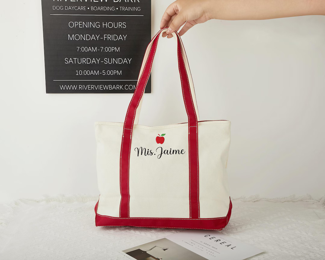 Custom Teacher Canvas Tote Bag, Personalized Teacher Bag, Teacher Appreciation Gifts, Gift for Te... | Etsy (US)