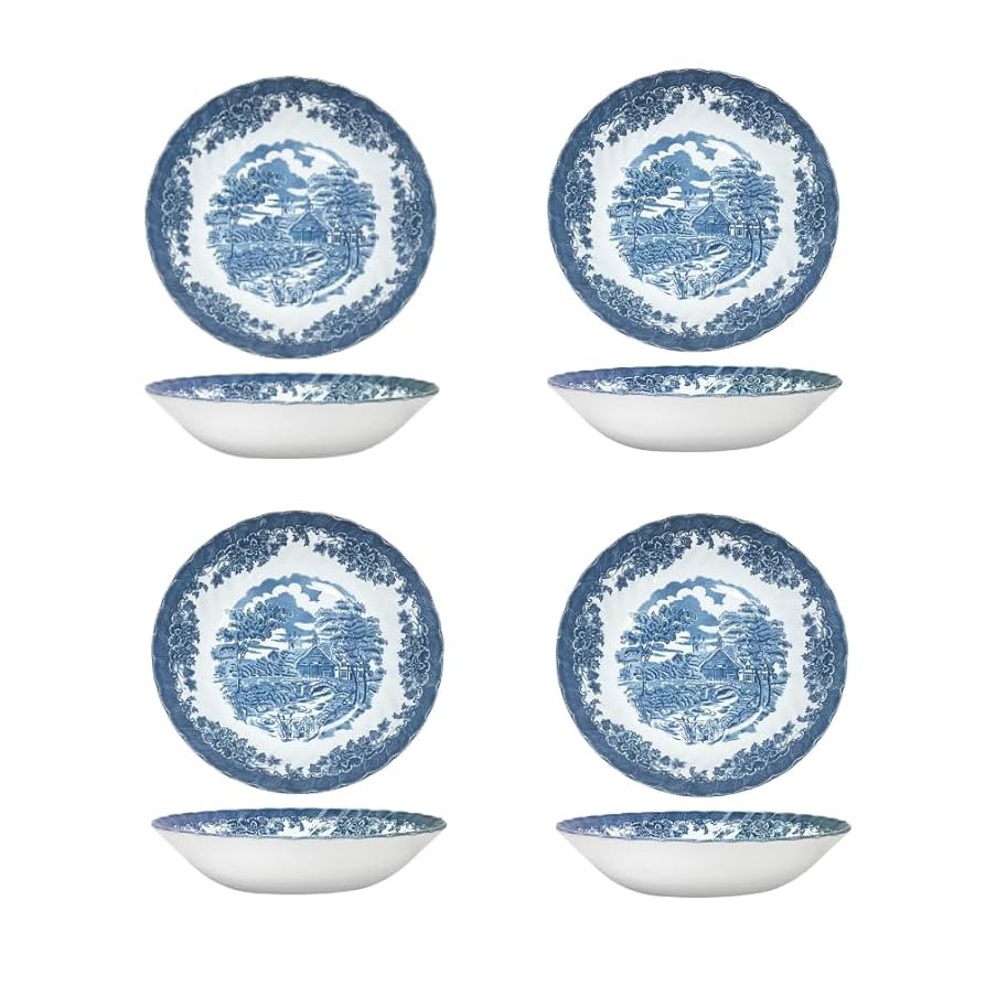 Churchill Brooke Blue Chelsea Pasta Bowl 8.6" Set Of 4, Made In England | Amazon (US)