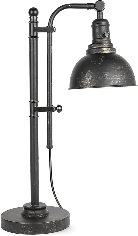 VONLUCE Rustic Desk Lamp Black Adjustable, Industrial Style Metal Task Lamp (25"-29"), Vintage Wo... | Amazon (US)
